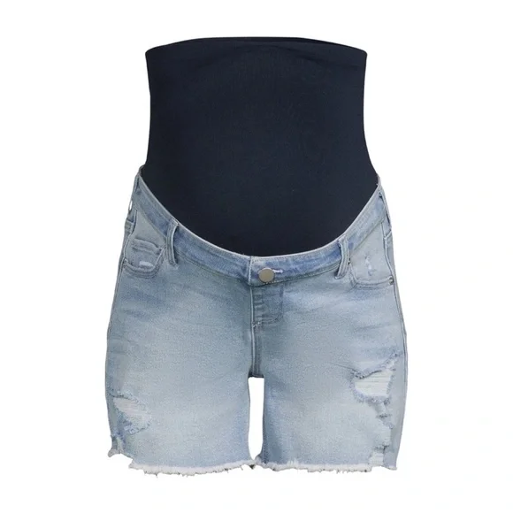 NWT Maternity Destructed Denim Shorts size: L (12-14) - Picture 2 of 6